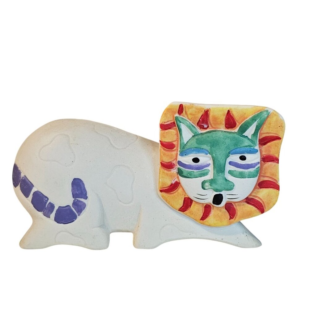 Laurel Burch Lion Cat Bisque Figurine Vintage
